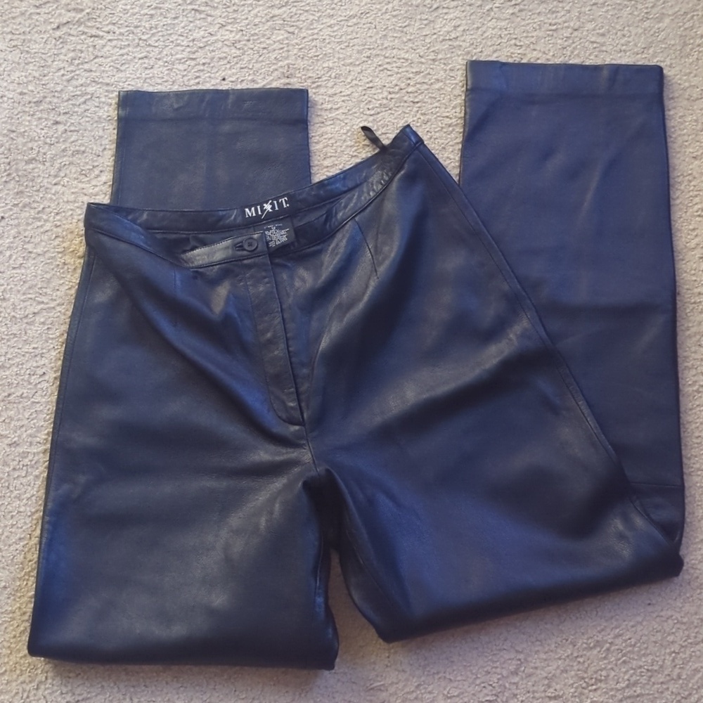 Vintage Mixit High-Rise Straight Leg Butter Soft Leather Pants, 12